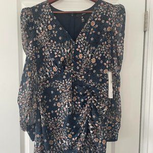 Bloomingdale's Aqua Print Mini Dress In Navy/black/multi S